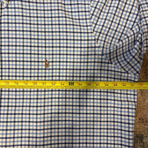 Ralph Lauren Polo Men's Blue/White Check L/S Button-Down Oxford Shirt 3XB Pony - Picture 8 of 10